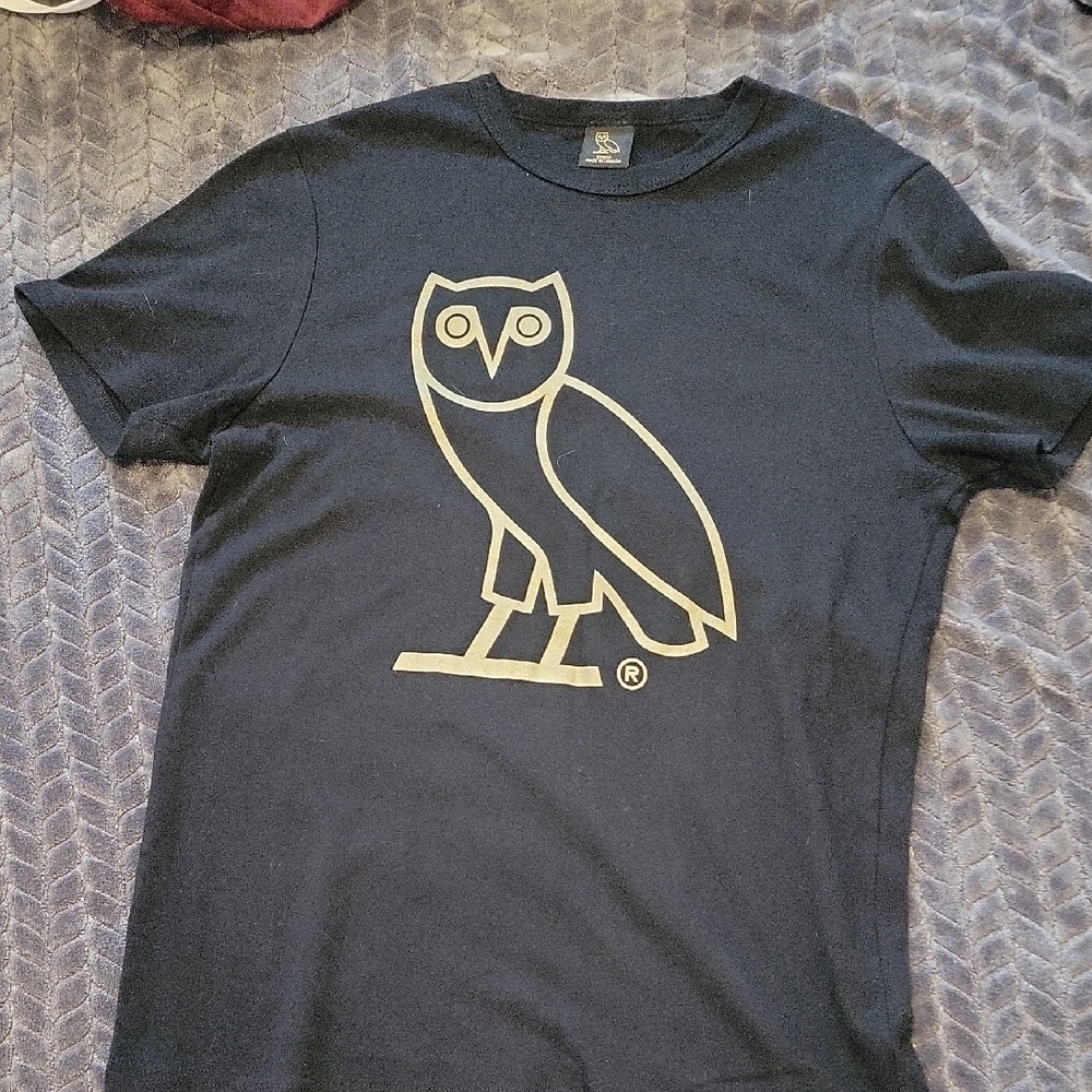 OVO Black Tee with Gold Owl Logo